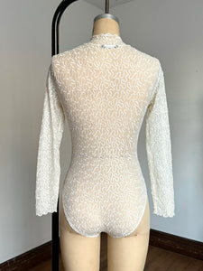 vintage 1990s Sagaie Paris sheer lace bodysuit {xs/s}