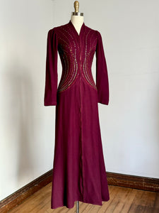 vintage 1930s rhinestone wool dressing gown {xs}