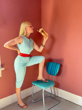 Load image into Gallery viewer, vintage 1950s striped cotton jumpsuit {s/m}