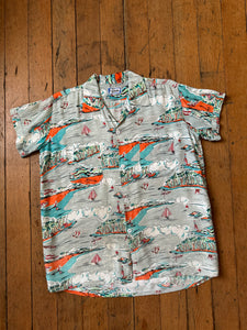 vintage 1950s novelty beach rayon shirt