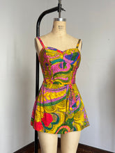 Load image into Gallery viewer, vintage 1960s floral pink Hawaiian sarong romper {s-m}