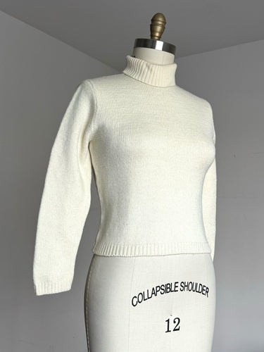 vintage 1950s 60s cream knit sweater {s-m}