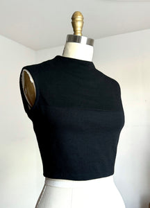 vintage 1960s black wool crop top {xs/s}