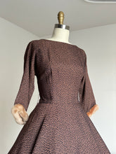 Load image into Gallery viewer, vintage 1950s party dress w/ faux fur cuffs {s}