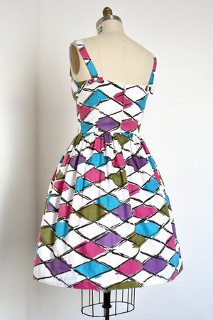 vintage 1960s harlequin sun dress