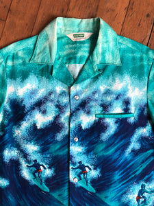 vintage 1960s cotton Surfer print Hawaiian shirt