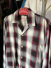 Load image into Gallery viewer, vintage 1950s shadow plaid long sleeve shirt - loop collar