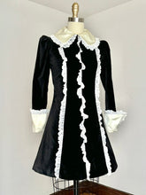 Load image into Gallery viewer, vintage 1960s tuxedo velvet dress {xs}