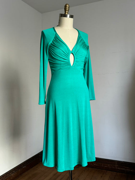 vintage 1970s turquoise dress {xs-m}