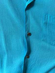 vintage 1950s blue short sleeve button up shirt