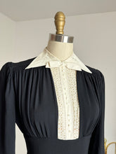 Load image into Gallery viewer, vintage 1930s black rayon dress {s}
