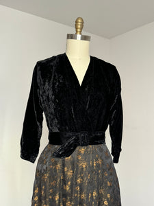 vintage 1940s 50s velvet & brocade dressing gown {m}