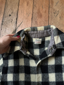 vintage 1950s black & white plaid wool shirt