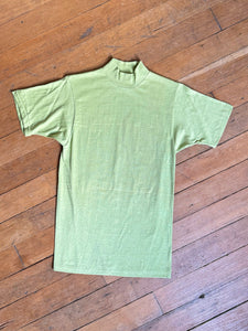 NOS vintage 1960s green mock neck t-shirt