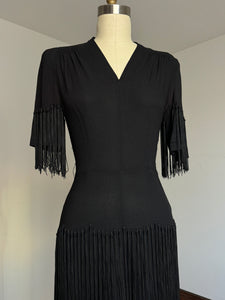 vintage 1940s black tassel dress {xs}