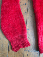 Load image into Gallery viewer, vintage 1960s red mohair shaggy cardigan
