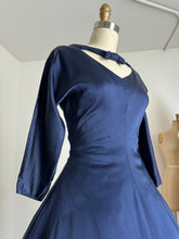 Load image into Gallery viewer, vintage 1950s navy evening dress {s}