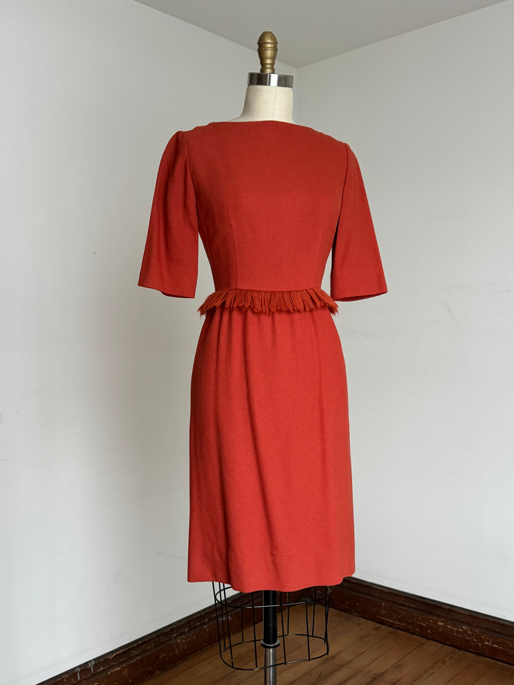 vintage 1960s orange wool dress {xs}