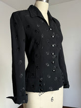 Load image into Gallery viewer, vintage 1940s black embroidered suit jacket {s}