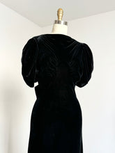 Load image into Gallery viewer, vintage 1930s black velvet gown {xs/s}