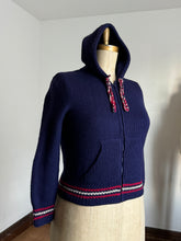 Load image into Gallery viewer, vintage 1960s hooded knit zip up sweater {m-2X}