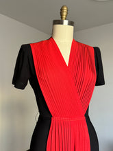 Load image into Gallery viewer, vintage 1940s black and red rayon gown {s}