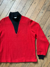 Load image into Gallery viewer, vintage 1950s red fuzzy pullover quarter zip sweater