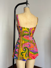 Load image into Gallery viewer, vintage 1960s floral pink Hawaiian sarong romper {s-m}