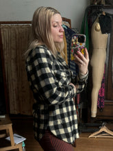 Load image into Gallery viewer, vintage 1950s black &amp; white plaid wool shirt