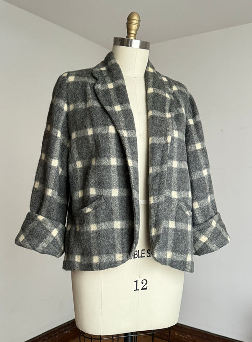 vintage 1950s grey cropped swing coat {up to XL}