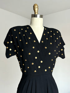 vintage 1940s studded rayon dress {xs}