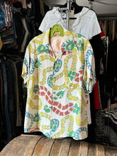 Load image into Gallery viewer, vintage 1950s Hawaiian Leis print shirt - loop collar