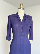 Load image into Gallery viewer, vintage 1940s 50s navy rayon dress {s}