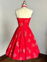 Load image into Gallery viewer, vintage 1950s red Hawaiian sun dress {xxs-xs}