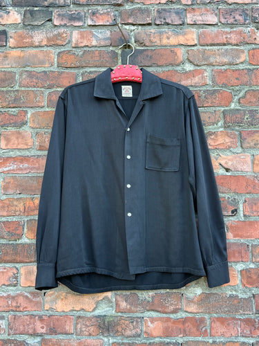 vintage 1950s black rayon long sleeve shirt