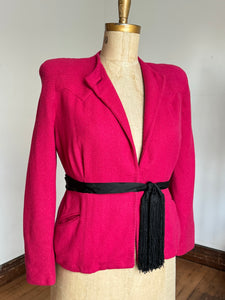 vintage 1940s fuchsia pink wool jacket {XXL}