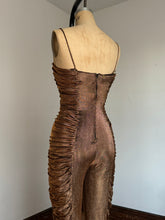 Load image into Gallery viewer, vintage 1980s Frederick’s of Hollywood gold jumpsuit {s}