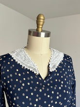 Load image into Gallery viewer, vintage 1930s navy rayon dress {m}