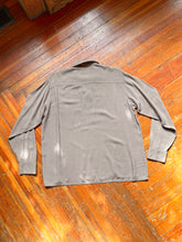 Load image into Gallery viewer, vintage 1950s brown long sleeve rayon shirt with loop collar