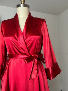 vintage 1940s liquid satin dressing gown robe {m}