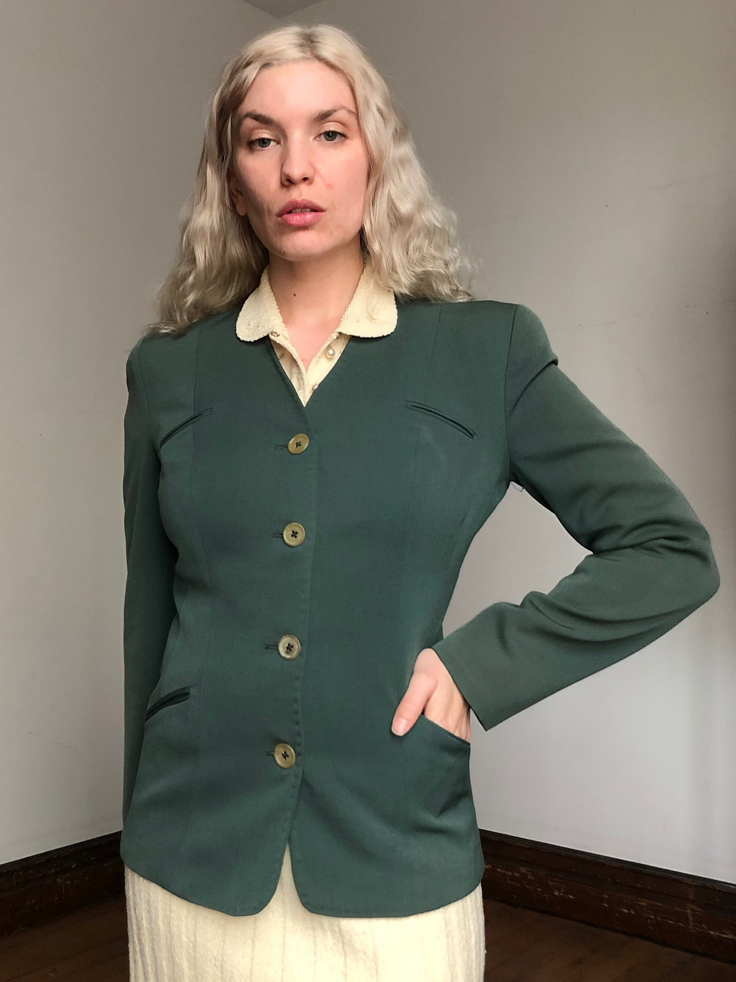 vintage 1940s collarless jacket {s}