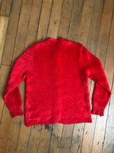 Load image into Gallery viewer, vintage 1960s red mohair shaggy cardigan