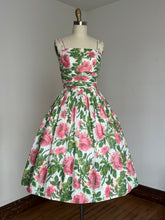 Load image into Gallery viewer, vintage 1950s pink roses sun dress {xs}