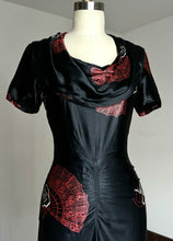 Load image into Gallery viewer, vintage 1940s novelty fan dress {xs}