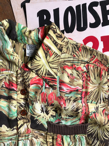 vintage 1970s does 40s rayon gaucho pullover shirt
