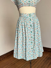Load image into Gallery viewer, vintage 1940s cotton floral skirt and crop top set {m}
