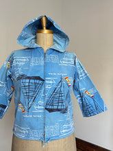 Load image into Gallery viewer, vintage 1960s nautical sail boat jacket with hood {XL}