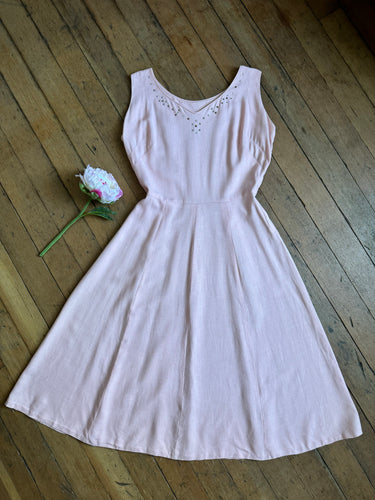 vintage 1950s pink linen dress {m}