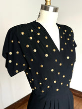 Load image into Gallery viewer, vintage 1940s studded rayon dress {xs}