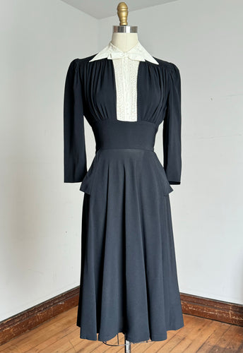 vintage 1930s black rayon dress {s}